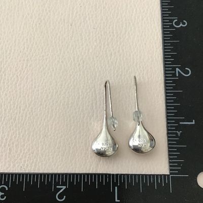 Beautiful vintage, 925 sterling, silver NYC, dangle hoop, teardrop earrings