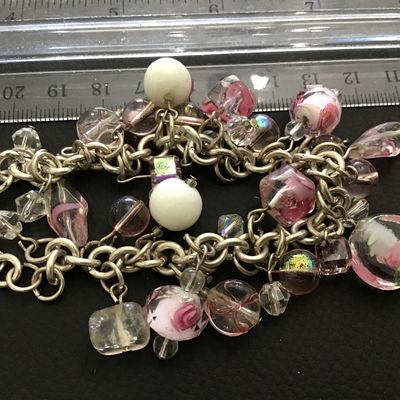 Pink Rosette Glass Bracelet