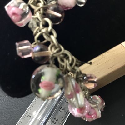 Pink Rosette Glass Bracelet