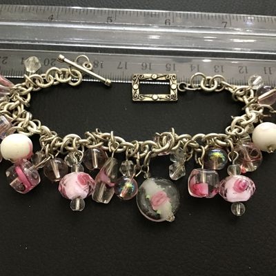 Pink Rosette Glass Bracelet