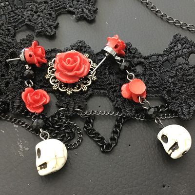 Lace Rose Skeleton Halloween Set