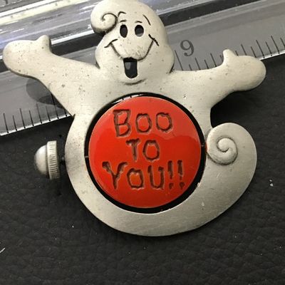 Turning Sign Boo To You Vintage Brooch Signed