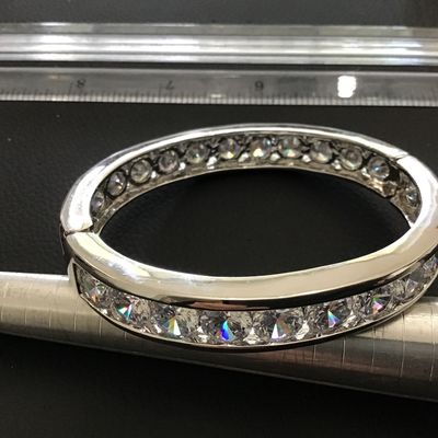 Absolutely Stunning Pave set Crystals in Gorgeous Silver tone Settings Hinged