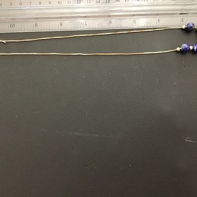 Lapis Beaded Necklace on Petite Gold Tone Chain