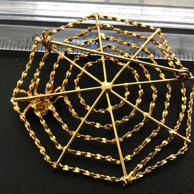 Statement Mid Century Spider Web Spider Brooch