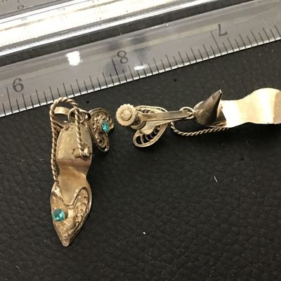 Vintage Filagree Blue Rhinestone High Heel Earrings. Cute