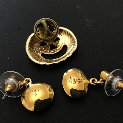 Pumpkin Earrings And Lapel pin Fall
