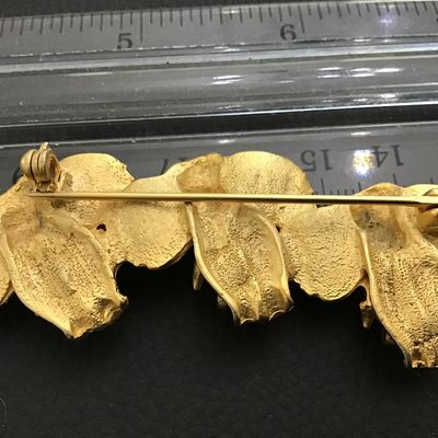 Antique Gold Tone Rhinestone Elephant Brooch Vintage