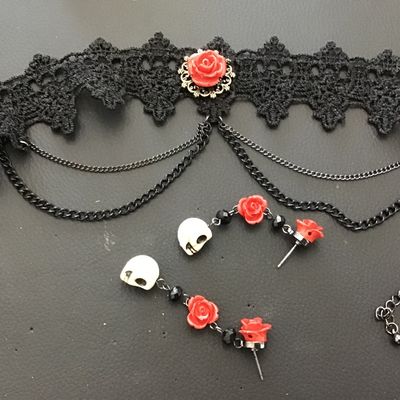 Lace Rose Skeleton Halloween Set