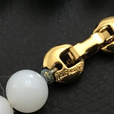 Trafari Vintage Milk Glass Beads With Colbalt Blue Porcelain Ceramic Beads