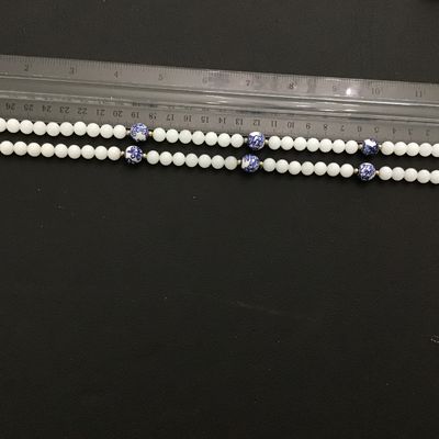 Trafari Vintage Milk Glass Beads With Colbalt Blue Porcelain Ceramic Beads