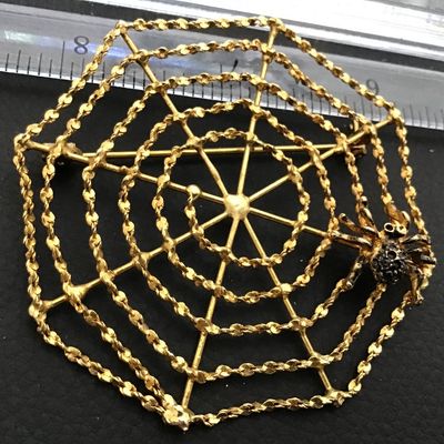 Statement Mid Century Spider Web Spider Brooch