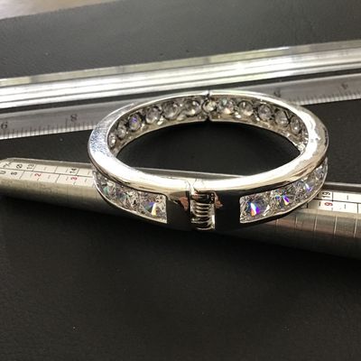 Absolutely Stunning Pave set Crystals in Gorgeous Silver tone Settings Hinged