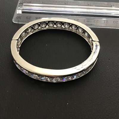 Absolutely Stunning Pave set Crystals in Gorgeous Silver tone Settings Hinged