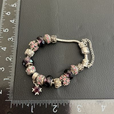 Gorgeous Purple Glass Beaded Bracelet with 925 markings