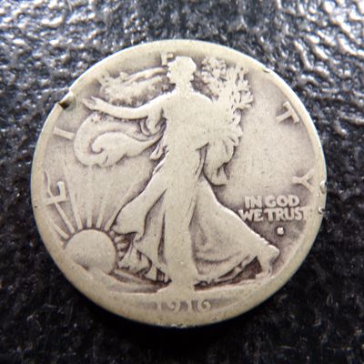1916-S OBV. RARE DATE WALKING LIBERTY SILVER HALF DOLLAR