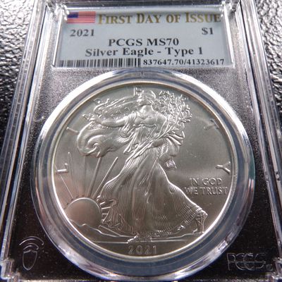 2021 PCGS MS70 FIRST DAY ISSUE AMERICAN SILVER EAGLE DOLLAR