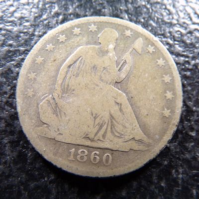 1860-O SEATED LIBERTY SILVER HALF DOLLAR