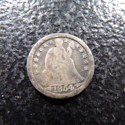 1854-O WITH ARROWS SEATED LIBERTY SILVER DIME