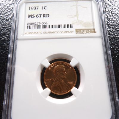 1987 NGC MS67RD LINCOLN CENT