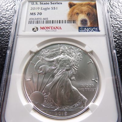 2019 NGC MS70 U.S. STATE SERIES AMERICAN SILVER EAGLE DOLLAR