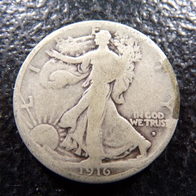 1916-D OBV. RARE DATE WALKING LIBERTY SILVER HALF DOLLAR