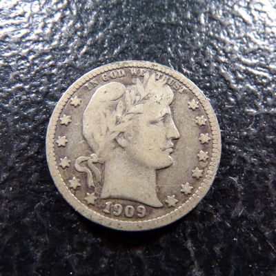 1909-S BARBER SILVER QUARTER