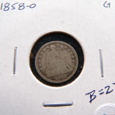 1858-O SEATED LIBERTY SILVER HALF DIME