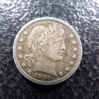 1909 BARBER SILVER QUARTER
