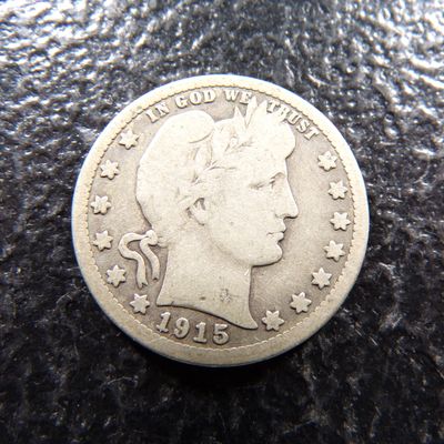 1915-S BARBER SILVER QUARTER