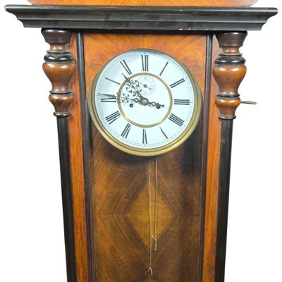 Late 19th Century Two Weight Vienna Regulator Wall Clock w/weights, pendulum