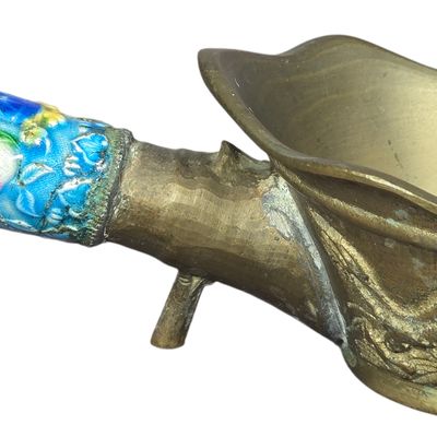 Chinese Export Brass and Cloisonne Enamel Dragon Silk Iron