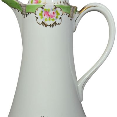 Antique Nippon Hand Painted Porcelain Syrup Pitcher with Rose Decoration
