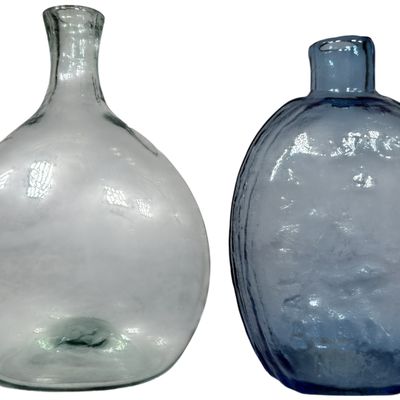 Two Early American Glass Bottles Including a Sapphire Blue Albany Glass Works Historical Flask