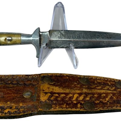 Vintage Mexican Eagle Head Pommel Souvenir Dagger with Leather Sheath