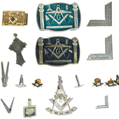 An Assortment of Masonic and Knights Templar Fraternal Jewelry and Accessories