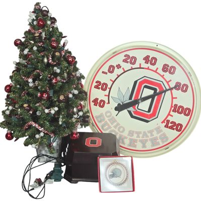 A Collection of four Ohio State University Buckeyes Home Decor and Holiday Memorabilia