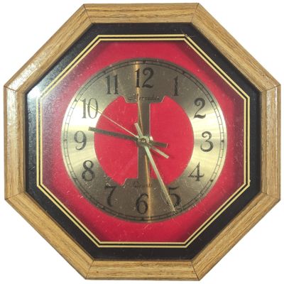 Mercedes Quartz Octagonal Wall Clock with Wood Frame