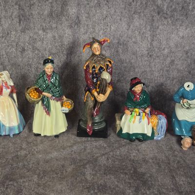 Five Royal Doulton Glazed Porcelain Character Figurines