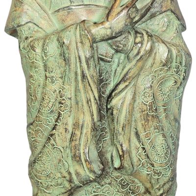 Vintage Resin Figurine of a Chinese Scholar with Verdigris Finish