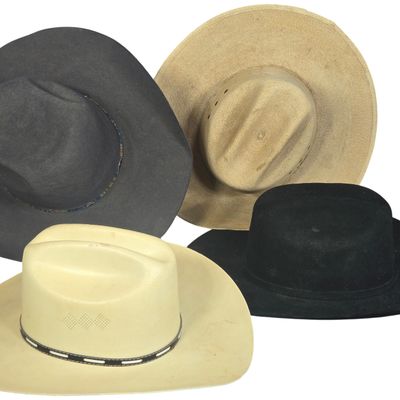 Four Western Cowboy Hats Including Resistol and Serratelli Examples