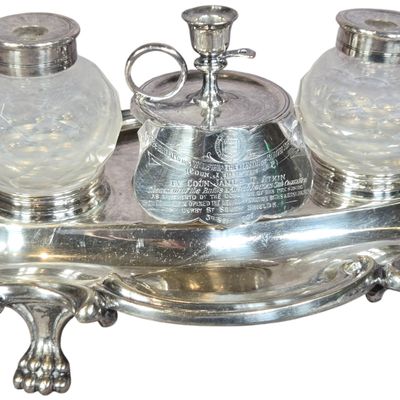 Edwardian Silver Plated Presentation Inkstand by Grant and Son South Shields