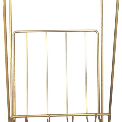 Mid-Century Modern Gilt Wire Magazine Rack and Ceramic Ashtray Stand