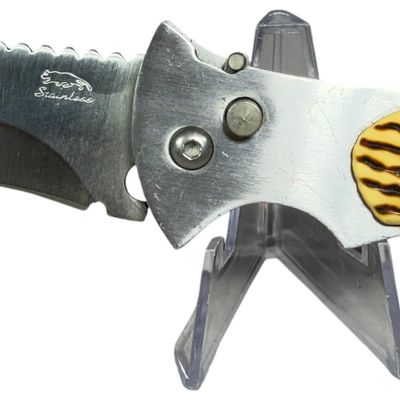 Folding Utility Pocket Knife with Integrated Compass and LED Flashlight