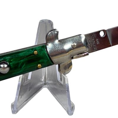 E.D.C. 9-Inch Automatic Stiletto Knife with Green Pearlescent Scales