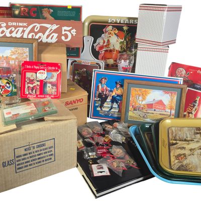 A Collection of Coca-Cola, Dr Pepper, and RC Cola Advertising Memorabilia