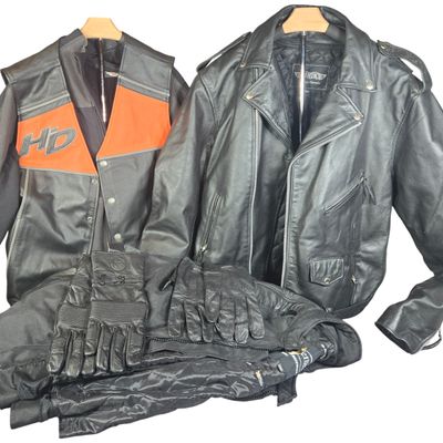 An Assortment of Harley-Davidson, Unik, and Xelement Motorcycle Apparel