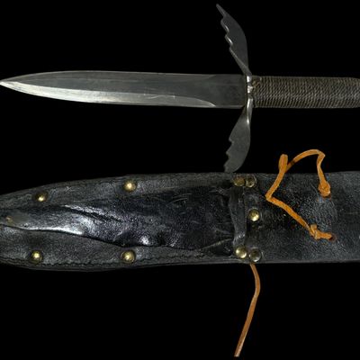 Contemporary Custom Hand Forged Main Gauche Dagger and Leather Scabbard