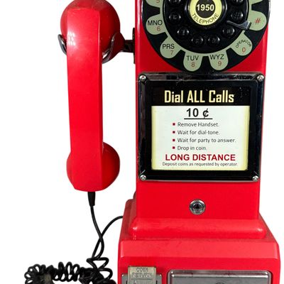 Classic Edition 1950 Style Red Reproduction Payphone Coin Bank