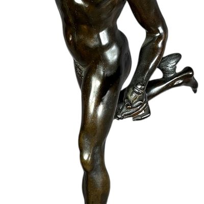 Large Patinated Bronze Sculpture of Mercury After Giambologna